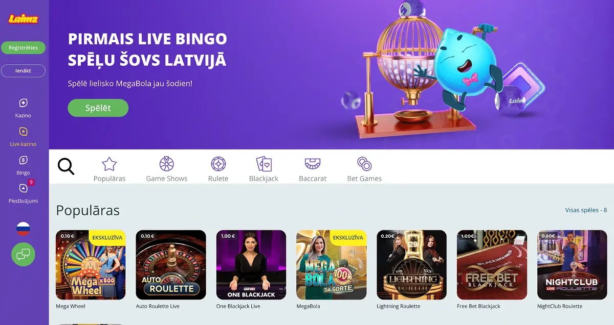 Laimz live casino section