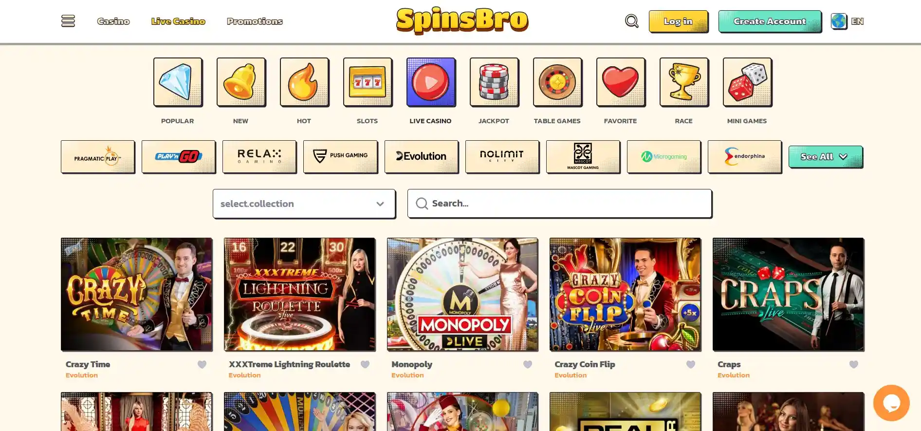 Online casino Spinsbro games