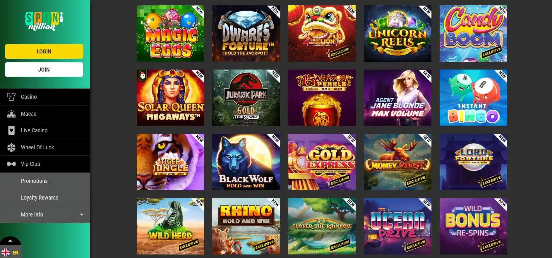 Spin Million online slot games