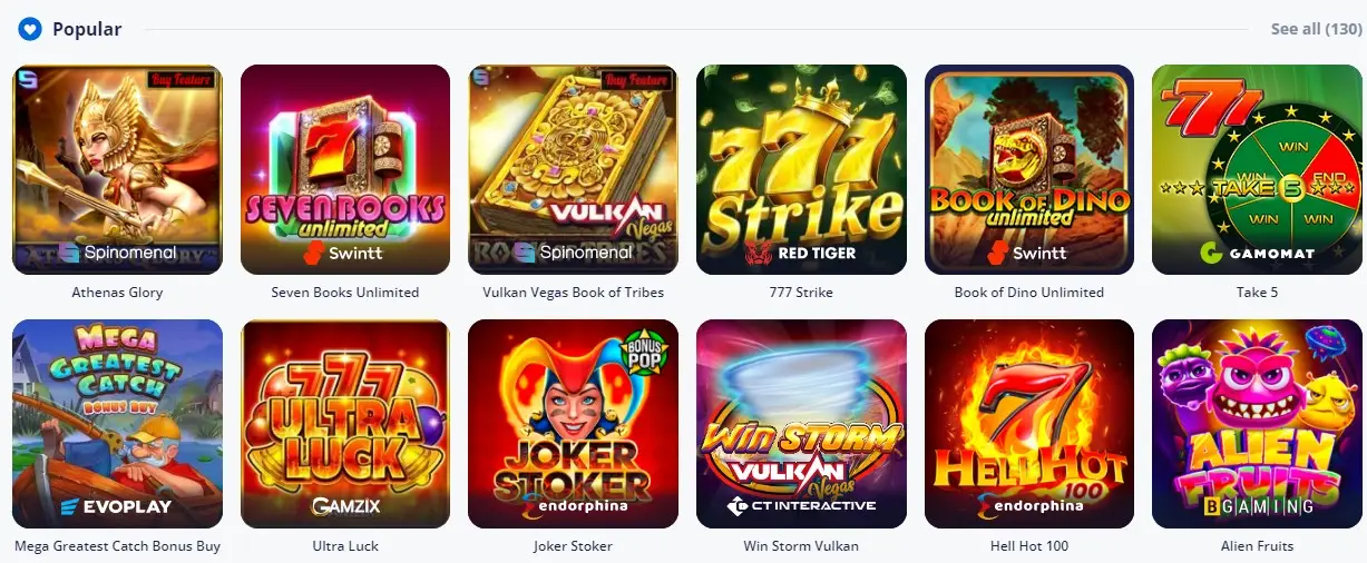 Vulkan Vegas casino games